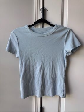 Old Navy Light Blue Ribbed Snug Short-Sleeve Tee